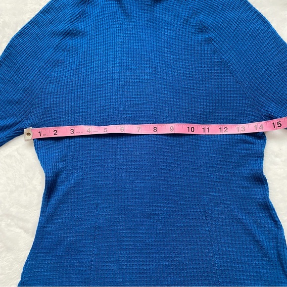 Free People Blue Lettuce Edge Waffle Knit High Neck Top - Picture 6 of 10